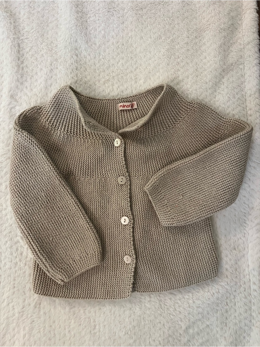 Mini Rodini Taupe Knit Button Cardigan for Kids